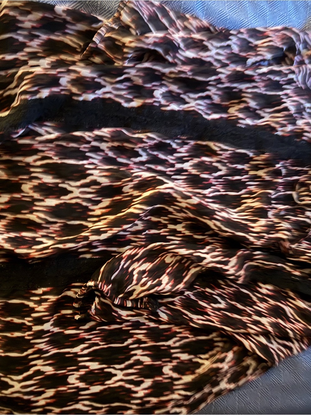 Express Long Sleeve Top in Black and Cream Abstract Print